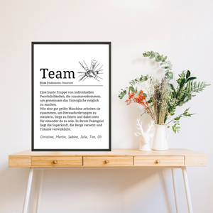 Team Definition personalisiertes Poster Mitarbeiter Geschenk Kollegen