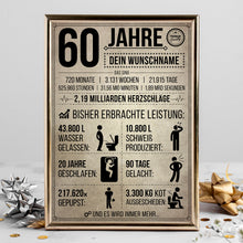 Laden Sie das Bild in den Galerie-Viewer, 60. Geburtstag Geschenk | 60 Jahre Geburtstagsgeschenk personalisiert | Jahrgang 1966 Geschenkidee Geburtstagskarte