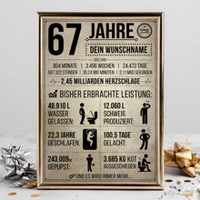 Laden Sie das Bild in den Galerie-Viewer, 67. Geburtstag Geschenk | 67 Jahre Geburtstagsgeschenk personalisiert | Jahrgang 1959 Geschenkidee Geburtstagskarte