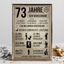 Laden Sie das Bild in den Galerie-Viewer, 73. Geburtstag Geschenk | 73 Jahre Geburtstagsgeschenk personalisiert | Jahrgang 1953 Geschenkidee Geburtstagskarte