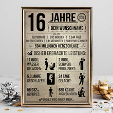 Laden Sie das Bild in den Galerie-Viewer, 16. Geburtstag Geschenk | 16 Jahre Geburtstagsgeschenk personalisiert | Jahrgang 2010 Geschenkidee Geburtstagskarte