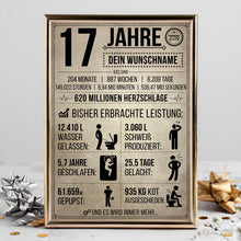 Laden Sie das Bild in den Galerie-Viewer, 17. Geburtstag Geschenk | 17 Jahre Geburtstagsgeschenk personalisiert | Jahrgang 2008 Geschenkidee Geburtstagskarte