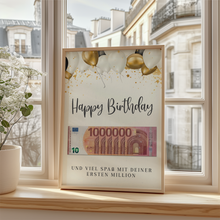 Laden Sie das Bild in den Galerie-Viewer, Geldgeschenk zum Geburtstag - Deine erste Million - Lustiges Geburtstagsgeschenk Mann Frau Witzige Geschenkidee Geld kreativ verschenken Happy Birthday