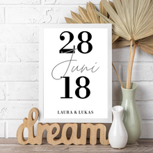 Laden Sie das Bild in den Galerie-Viewer, Personalisiertes Partner Poster mit Datum & Namen Jahrestag Geschenk für Paare Verlobte