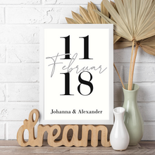 Laden Sie das Bild in den Galerie-Viewer, Jahrestag Poster Personalisiert Datum Namen Partner Geschenk zur Hochzeit Paare Verlobte