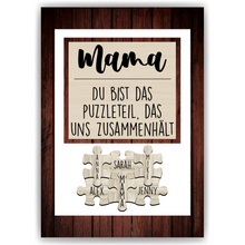 Laden Sie das Bild in den Galerie-Viewer, Mama Puzzle Poster personalisiert – Familien Puzzle mit Namen – Liebevolles Geschenk für Mama, Muttertag, Geburtstag