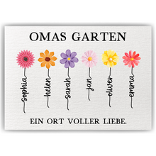 Laden Sie das Bild in den Galerie-Viewer, Personalisiertes Oma Poster „Omas Garten“ – Blumenposter mit Namen – Geschenk für Oma, Familienposter personalisiert, Wandbild Oma