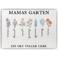 Laden Sie das Bild in den Galerie-Viewer, Personalisiertes Mama Poster „Mamas Garten“ – Blumenposter mit Namen – Geschenk für Mama, Muttertag Geschenk, Familien Wandbild Geschenk für Mama, Oma, Ehefrau Frauen