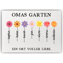 Laden Sie das Bild in den Galerie-Viewer, Personalisiertes Oma Poster „Omas Garten“ – Blumenposter mit Namen – Geschenk für Oma, Familienposter personalisiert, Wandbild Oma