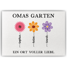 Laden Sie das Bild in den Galerie-Viewer, Personalisiertes Oma Poster „Omas Garten“ – Blumenposter mit Namen – Geschenk für Oma, Familienposter personalisiert, Wandbild Oma