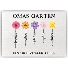 Laden Sie das Bild in den Galerie-Viewer, Personalisiertes Oma Poster „Omas Garten“ – Blumenposter mit Namen – Geschenk für Oma, Familienposter personalisiert, Wandbild Oma