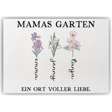 Laden Sie das Bild in den Galerie-Viewer, Personalisiertes Mama Poster „Mamas Garten“ – Blumenposter mit Namen – Geschenk für Mama, Muttertag Geschenk, Familien Wandbild Geschenk für Mama, Oma, Ehefrau Frauen