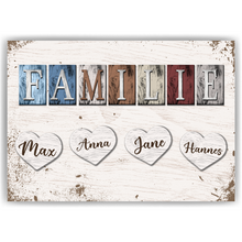 Laden Sie das Bild in den Galerie-Viewer, Poster Familie Personalisiert mit Namen - personalisierte Geschenke zum Einzug Hausbau Wohnung Einzugsgeschenk Bild Familie Geschenk für Familie, Eltern, Mama & Papa
