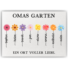 Laden Sie das Bild in den Galerie-Viewer, Personalisiertes Oma Poster „Omas Garten“ – Blumenposter mit Namen – Geschenk für Oma, Familienposter personalisiert, Wandbild Oma
