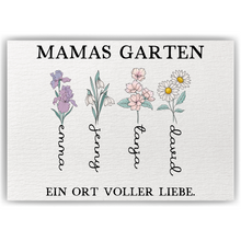 Laden Sie das Bild in den Galerie-Viewer, Personalisiertes Mama Poster „Mamas Garten“ – Blumenposter mit Namen – Geschenk für Mama, Muttertag Geschenk, Familien Wandbild Geschenk für Mama, Oma, Ehefrau Frauen