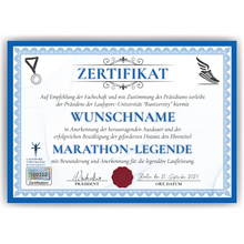 Laden Sie das Bild in den Galerie-Viewer, Personalisierte Marathon Urkunde Lustiges Geschenk für Marathonläufer, Jogger Sportler Läufer Zertifikat Witzig Joggen Running