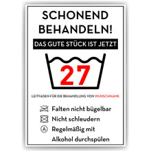 Laden Sie das Bild in den Galerie-Viewer, Personalisiertes Geschenk zum 27. Geburtstag Frau Mann Wäsche Lustige Geschenkidee 27 Jahre Geburtstagskarte Witzige Party Deko