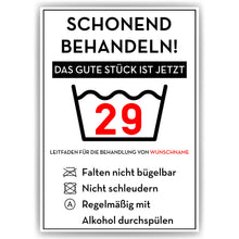 Laden Sie das Bild in den Galerie-Viewer, Personalisiertes Geschenk zum 29. Geburtstag Frau Mann Wäsche Lustige Geschenkidee 29 Jahre Geburtstagskarte Witzige Party Deko