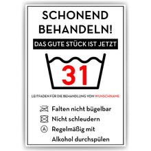 Laden Sie das Bild in den Galerie-Viewer, Personalisiertes Geschenk zum 31. Geburtstag Frau Mann Wäsche Lustige Geschenkidee 31 Jahre Geburtstagskarte Witzige Party Deko