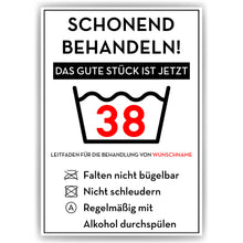 Laden Sie das Bild in den Galerie-Viewer, Personalisiertes Geschenk zum 38. Geburtstag Frau Mann Wäsche Lustige Geschenkidee 38 Jahre Geburtstagskarte Witzige Party Deko