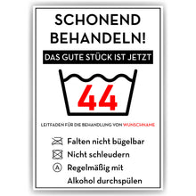 Laden Sie das Bild in den Galerie-Viewer, Personalisiertes Geschenk zum 44. Geburtstag Frau Mann Wäsche Lustige Geschenkidee 44 Jahre Geburtstagskarte Witzige Party Deko