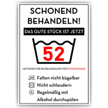 Laden Sie das Bild in den Galerie-Viewer, Personalisiertes Geschenk zum 52. Geburtstag Frau Mann Wäsche Lustige Geschenkidee 52 Jahre Geburtstagskarte Witzige Party Deko