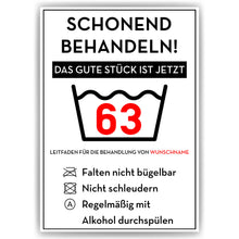 Laden Sie das Bild in den Galerie-Viewer, Personalisiertes Geschenk zum 63. Geburtstag Frau Mann Wäsche Lustige Geschenkidee 63 Jahre Geburtstagskarte Witzige Party Deko