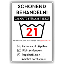 Laden Sie das Bild in den Galerie-Viewer, Personalisiertes Geschenk zum 21. Geburtstag Frau Mann Wäsche Lustige Geschenkidee 21 Jahre Geburtstagskarte Witzige Party Deko