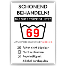 Laden Sie das Bild in den Galerie-Viewer, Personalisiertes Geschenk zum 69. Geburtstag Frau Mann Wäsche Lustige Geschenkidee 69 Jahre Geburtstagskarte Witzige Party Deko