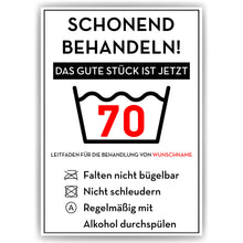 Laden Sie das Bild in den Galerie-Viewer, Personalisiertes Geschenk zum 70. Geburtstag Frau Mann Wäsche Lustige Geschenkidee 70 Jahre Geburtstagskarte Witzige Party Deko
