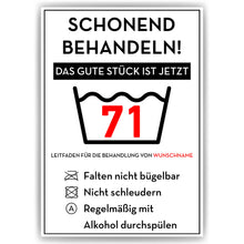 Laden Sie das Bild in den Galerie-Viewer, Personalisiertes Geschenk zum 71. Geburtstag Frau Mann Wäsche Lustige Geschenkidee 71 Jahre Geburtstagskarte Witzige Party Deko