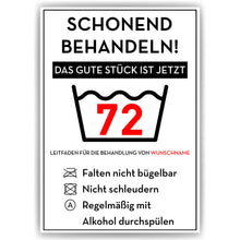 Laden Sie das Bild in den Galerie-Viewer, Personalisiertes Geschenk zum 72. Geburtstag Frau Mann Wäsche Lustige Geschenkidee 72 Jahre Geburtstagskarte Witzige Party Deko