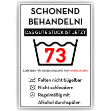 Laden Sie das Bild in den Galerie-Viewer, Personalisiertes Geschenk zum 73. Geburtstag Frau Mann Wäsche Lustige Geschenkidee 73 Jahre Geburtstagskarte Witzige Party Deko