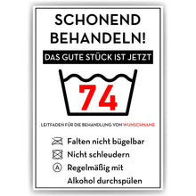 Laden Sie das Bild in den Galerie-Viewer, Personalisiertes Geschenk zum 74. Geburtstag Frau Mann Wäsche Lustige Geschenkidee 74 Jahre Geburtstagskarte Witzige Party Deko