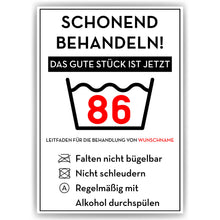 Laden Sie das Bild in den Galerie-Viewer, Personalisiertes Geschenk zum 86. Geburtstag Frau Mann Wäsche Lustige Geschenkidee 86 Jahre Geburtstagskarte Witzige Party Deko