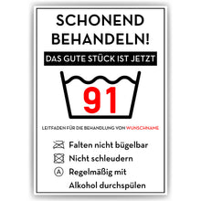 Laden Sie das Bild in den Galerie-Viewer, Personalisiertes Geschenk zum 91. Geburtstag Frau Mann Wäsche Lustige Geschenkidee 91 Jahre Geburtstagskarte Witzige Party Deko