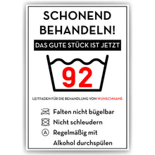 Laden Sie das Bild in den Galerie-Viewer, Personalisiertes Geschenk zum 92. Geburtstag Frau Mann Wäsche Lustige Geschenkidee 92 Jahre Geburtstagskarte Witzige Party Deko