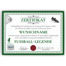 Laden Sie das Bild in den Galerie-Viewer, Fußball Urkunde personalisiert – Lustiges Geschenk für Fußballspieler Fußballer Geschenkidee Auszeichnung Turnier Fußball Deko