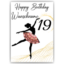Laden Sie das Bild in den Galerie-Viewer, 19. Geburtstag Geldgeschenk Personalisiert Frauen Freundin Geld Ballerina Geburtstagskarte Ballett