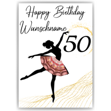 Laden Sie das Bild in den Galerie-Viewer, 50. Geburtstag Geldgeschenk Personalisiert Frauen Freundin Geld Ballerina Geburtstagskarte Ballett