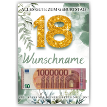 Laden Sie das Bild in den Galerie-Viewer, Personalisiertes Geldgeschenk zum 18. Geburtstag Männer Frauen Geburtstagsgeschenk Geld Geschenk personalisierbar