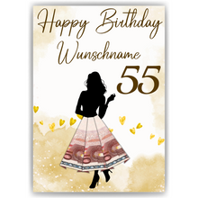 Laden Sie das Bild in den Galerie-Viewer, Geldgeschenk zum 55. Geburtstag Personalisiert Frauen Geburtstagsgeschenk Freundin Geld Geschenkidee