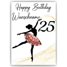 Laden Sie das Bild in den Galerie-Viewer, 25. Geburtstag Geldgeschenk Personalisiert Frauen Freundin Geld Ballerina Geburtstagskarte Ballett