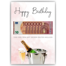 Laden Sie das Bild in den Galerie-Viewer, Geldgeschenk zum Geburtstag | Deine erste Million | Lustiges Geburtstagsgeschenk Mann Frau Witzige Geschenkidee Geld kreativ verschenken Happy Birthday