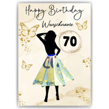 Laden Sie das Bild in den Galerie-Viewer, 70. Geburtstag Geldgeschenk Personalisiert Frauen Geburtstagsgeschenk Geschenkidee personalisierbar
