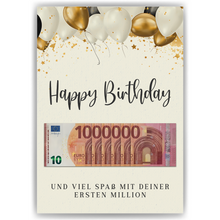 Laden Sie das Bild in den Galerie-Viewer, Geldgeschenk zum Geburtstag - Deine erste Million - Lustiges Geburtstagsgeschenk Mann Frau Witzige Geschenkidee Geld kreativ verschenken Happy Birthday