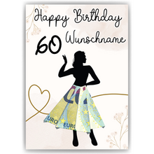Laden Sie das Bild in den Galerie-Viewer, Geldgeschenk zum 60. Geburtstag Personalisiert Frauen Geburtstagsgeschenk Freundin Geld Geschenkidee