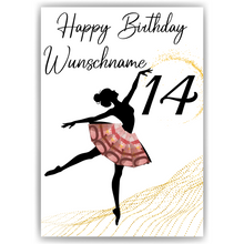 Laden Sie das Bild in den Galerie-Viewer, 14. Geburtstag Geldgeschenk Personalisiert Frauen Freundin Geld Ballerina Geburtstagskarte Ballett