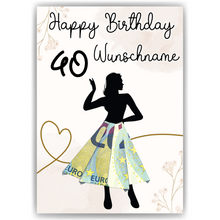 Laden Sie das Bild in den Galerie-Viewer, Geldgeschenk zum 40. Geburtstag Personalisiert Frauen Geburtstagsgeschenk Freundin Geld Geschenkidee