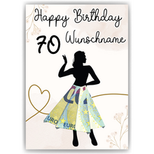 Laden Sie das Bild in den Galerie-Viewer, Geldgeschenk zum 70. Geburtstag Personalisiert Frauen Geburtstagsgeschenk Freundin Geld Geschenkidee